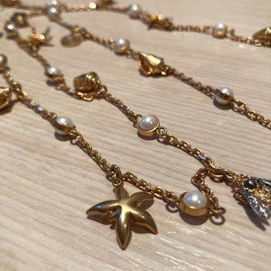 Tory Burch long pearl beach-theme necklace